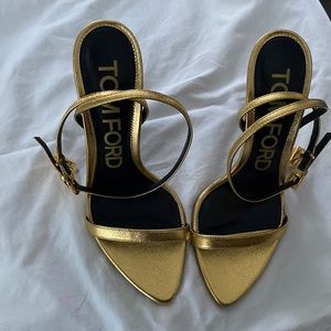 Tom Ford Pad Lock Heel lightly worn. Gold Colored